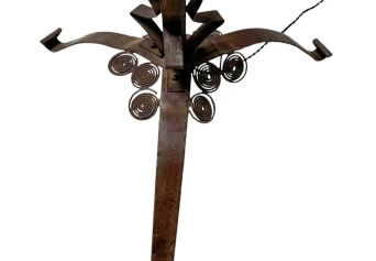 Art Deco Patinated Wrought Iron Floor Lamp, 1930s